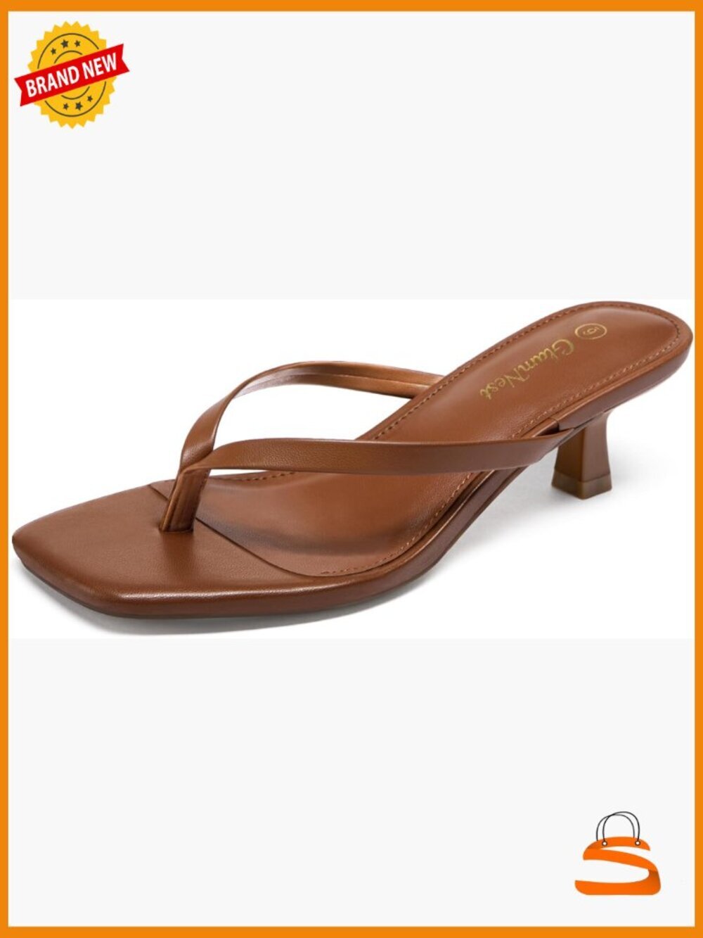 Kitten Heel Sandals Square Open Toe Slip On Heels 2 Inch